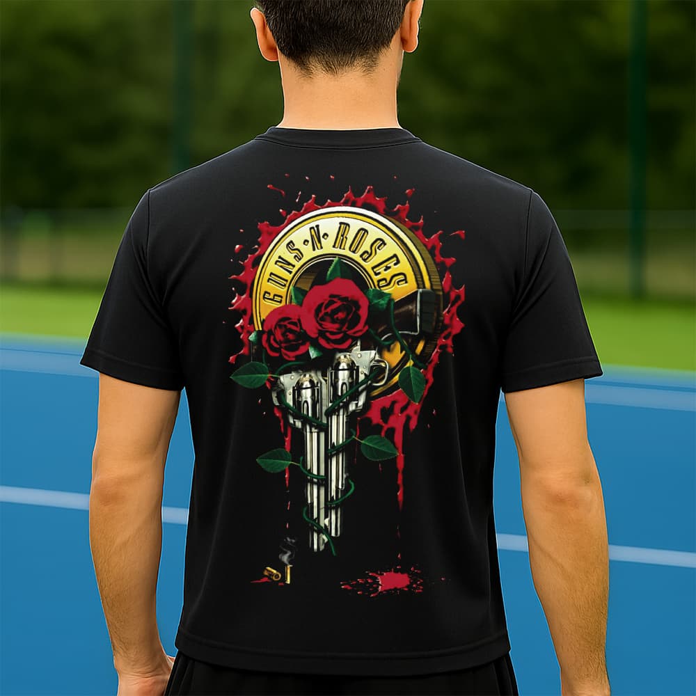 Camiseta Dry Fit Masculina Estampada Guns N' Roses P ao GG Leve Respirável Academia Treino