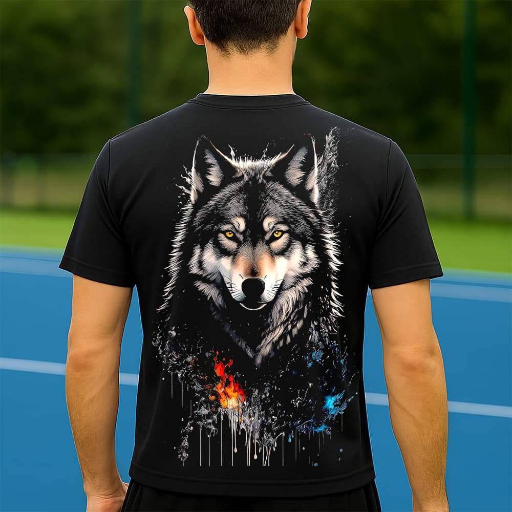 Camiseta Dry Fit Masculina Estampada Lobo Elemental P ao GG Leve Respirável Academia Treino