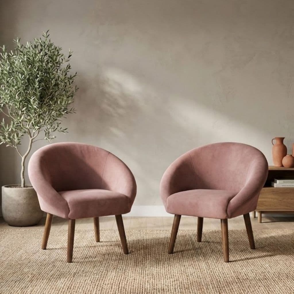 Conjunto 2 Poltronas Confortável Elegante Tecido Veludo Reforçado para Sala de Espera