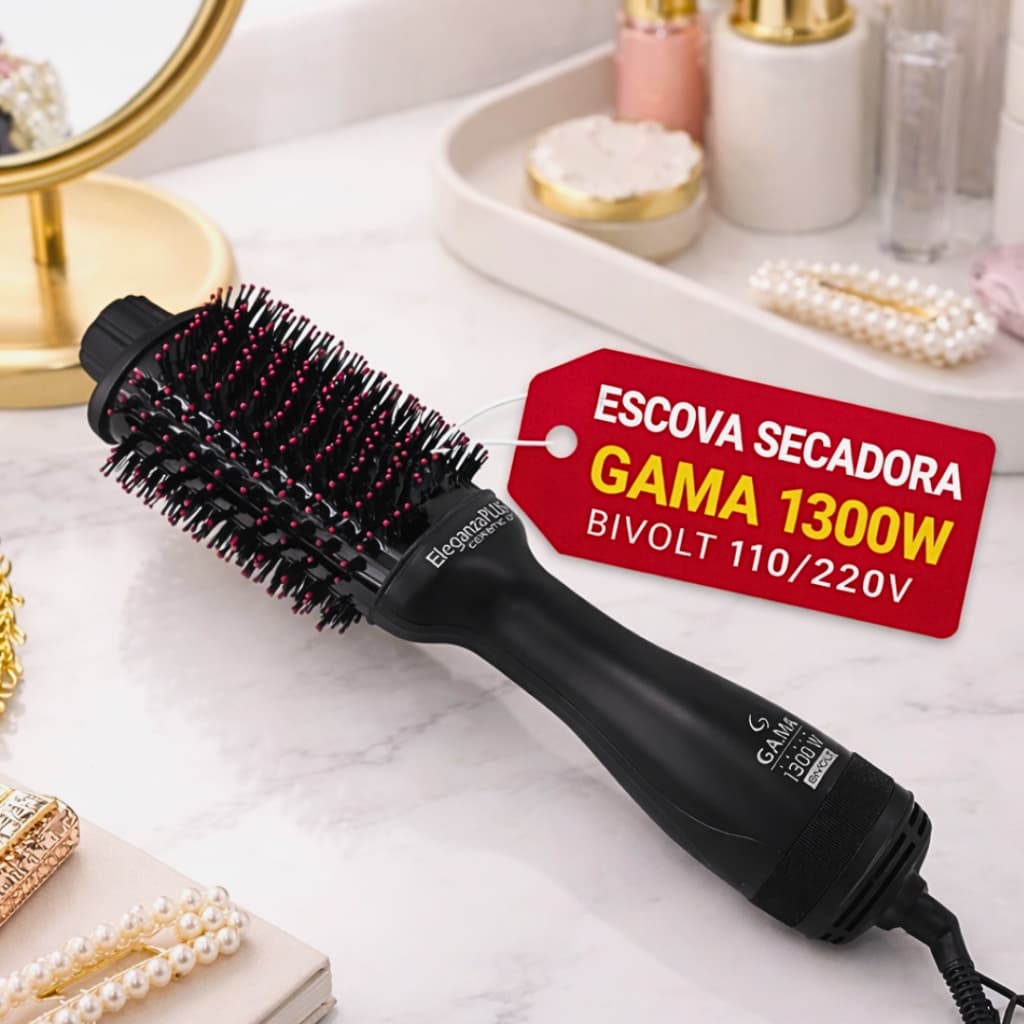 Escova Secadora Eleganza Plus GAMA Bivolt 110/220V 1300W Potente 6 Velocidades 2 Temperaturas Ceramic Ion
