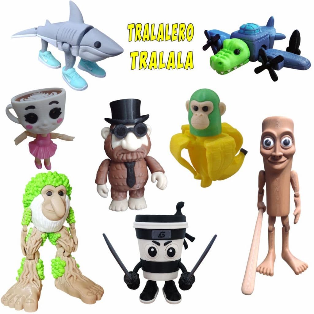 Kits de Bonecos Articulados Colecionáveis Tralalero Tralalá - Brainrot italiano