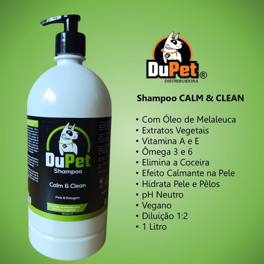 DuPet CALM & CLEAN - Shampoo Melaleuca Anti Dermatite Vegano/Hipoalergênico Pet/Cão/Gato - 1 Litro