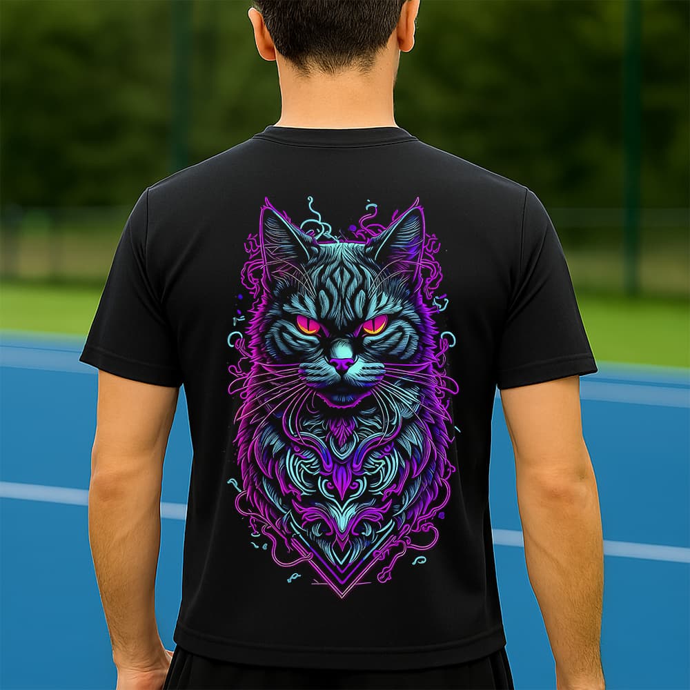 Camiseta Dry Fit Masculina Estampada Gato Roxo P ao GG Leve Respirável Academia Treino