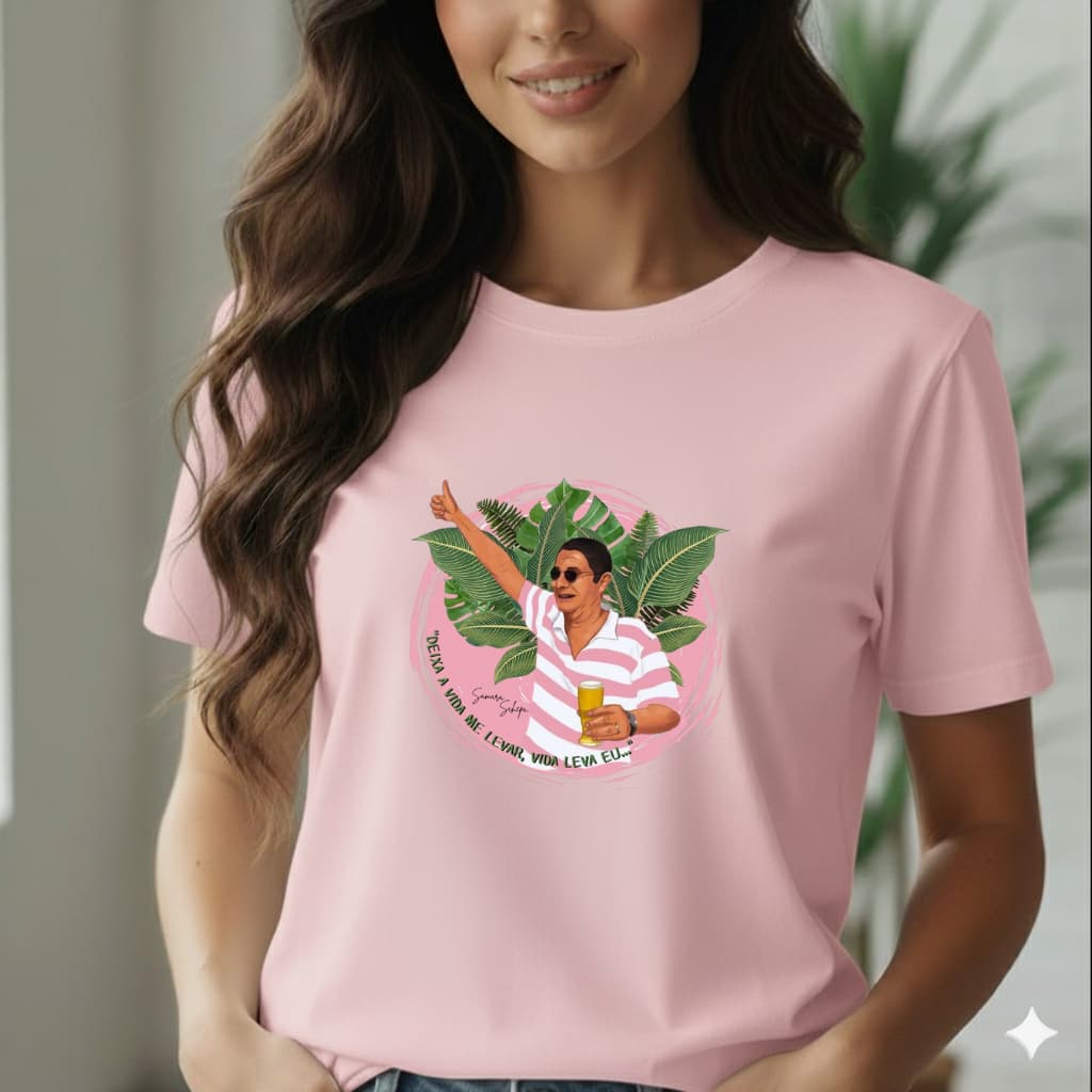 Camiseta Feminina Estampada Zeca Vibes Blusa Feminina Tendência T-shirt Estampada 100% Algodão