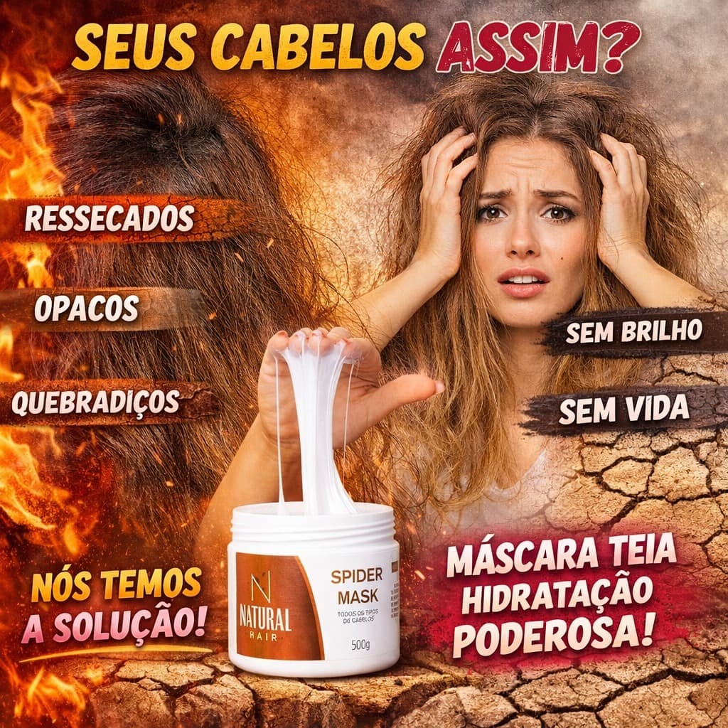 Máscara Teia Natural Hair 500g Hidratação Profunda Teia Efeito Salon Brilho Maciez Anti Ressecamento