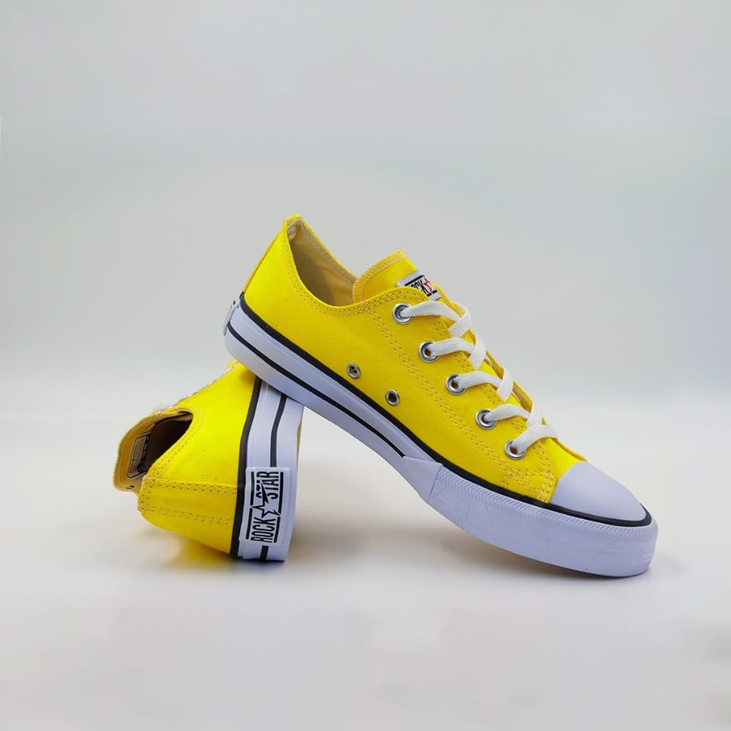 Tênis Feminino Cano Baixo Amarelo Vibrante Estiloso e Confortável Tevet Rock Star