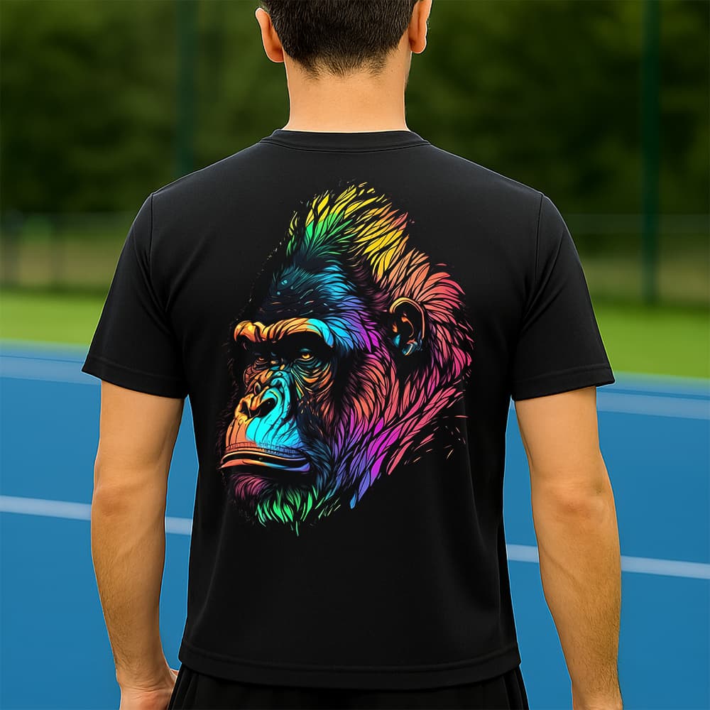 Camiseta Dry Fit Masculina Estampada Gorila Colorido P ao GG Leve Respirável Academia Treino