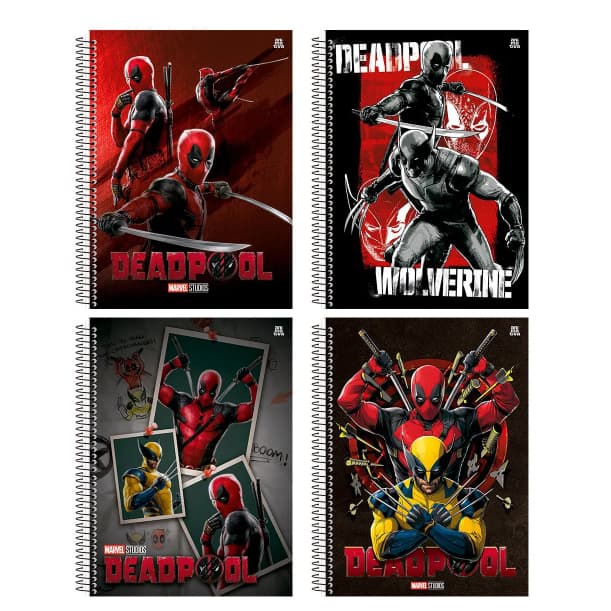 Caderno Deadpool-Wolverine Universitário Espiral Capa Dura / 10 MATÉRIAS / 20 MATÉRIAS