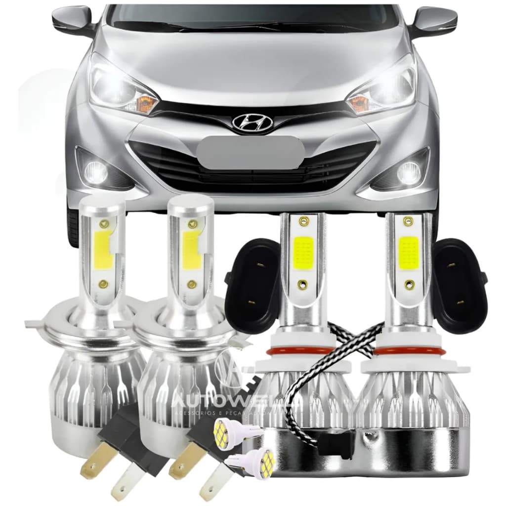Kit Lâmpadas Super Led Farol e Frol Milha Hb20 2012 2013 2014 2015