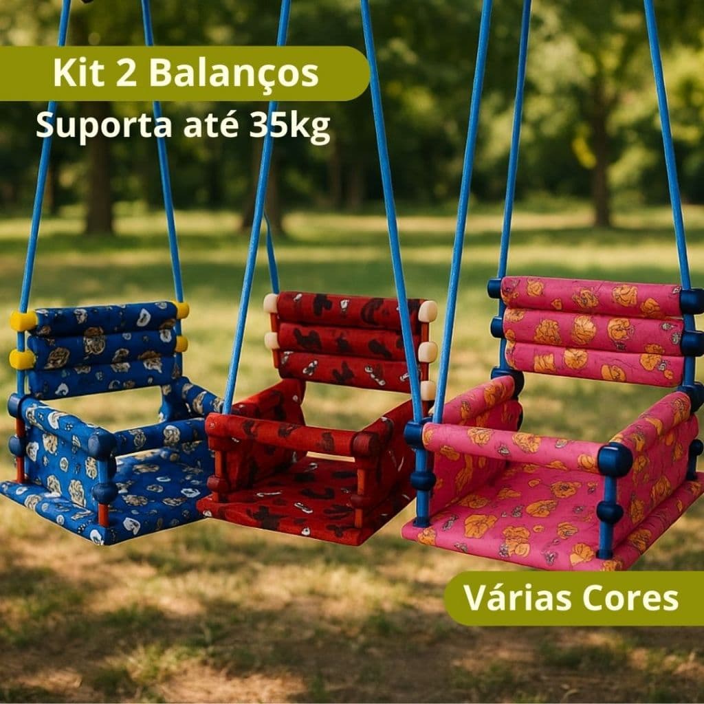 Kit 2 Cadeirinha Balancinho Infantil Para Crianças Até 35kg Madeira Alta Qualidade Várias Cores
