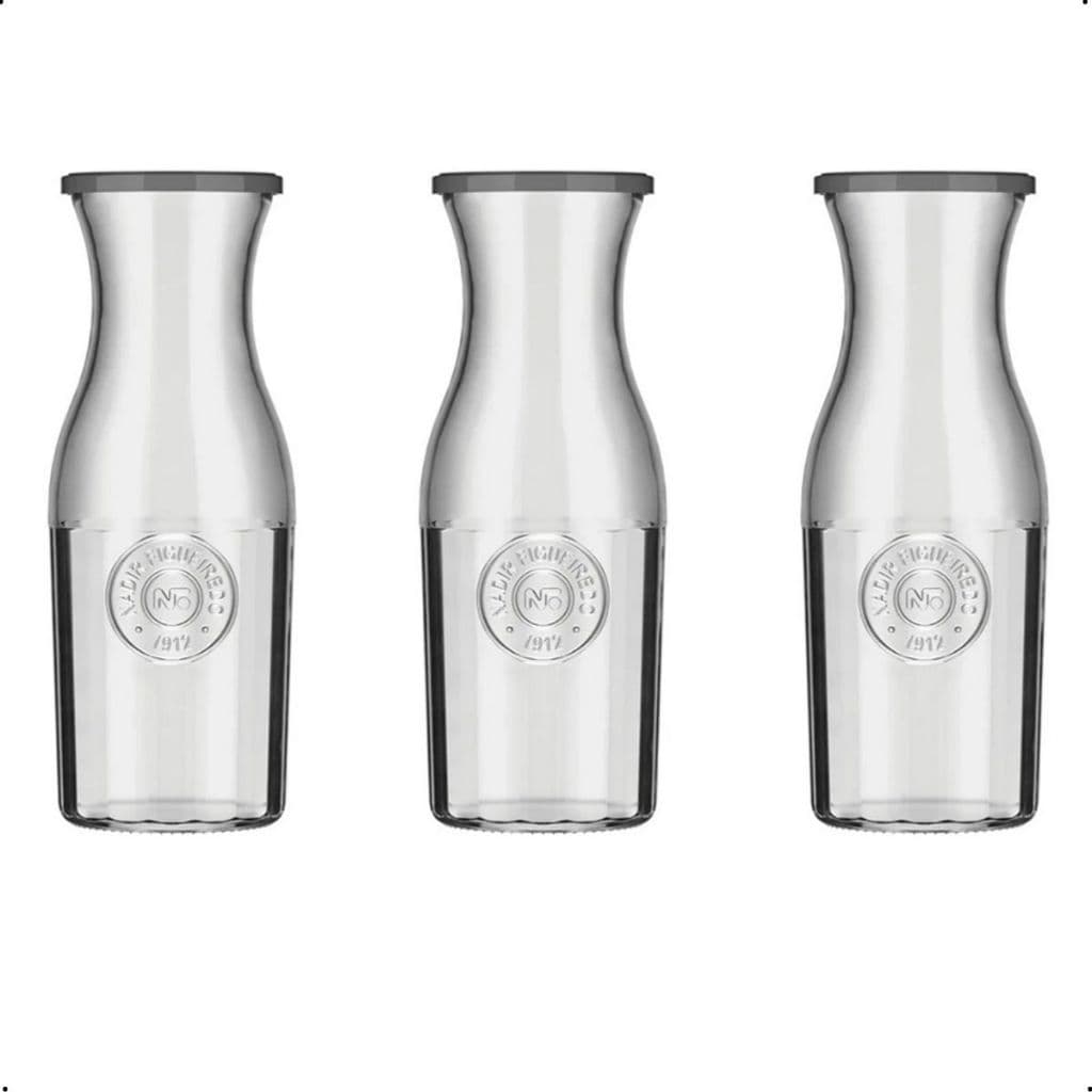 Kit com 3 Jarras Decanter Vidro Americano  1.2l Com Tampa Plástica