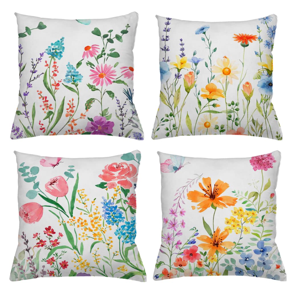 KIT 4 CAPAS DE ALMOFADAS FLOR AQURELA  TAMANHO 45X45