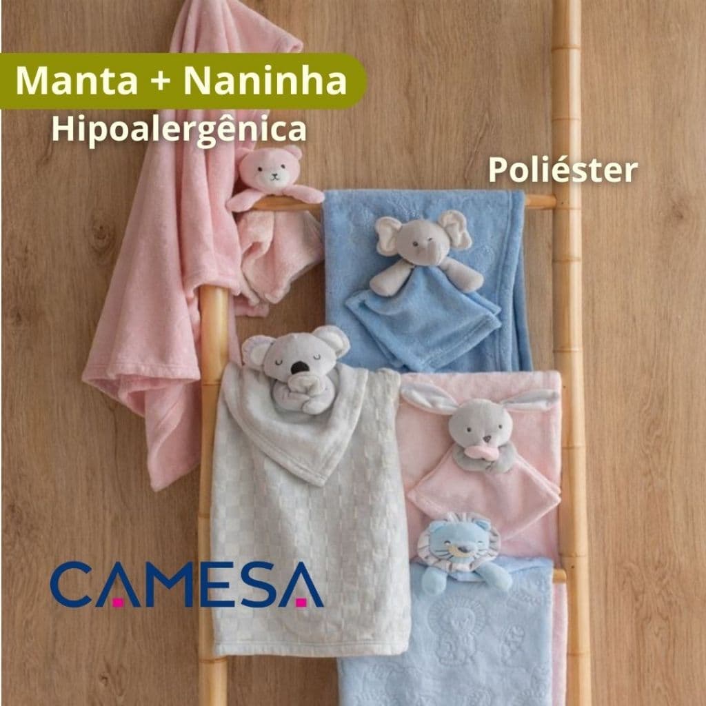 Manta De Bebê Com Naninha Microfibra Antialérgica Super Macia 100x75cm