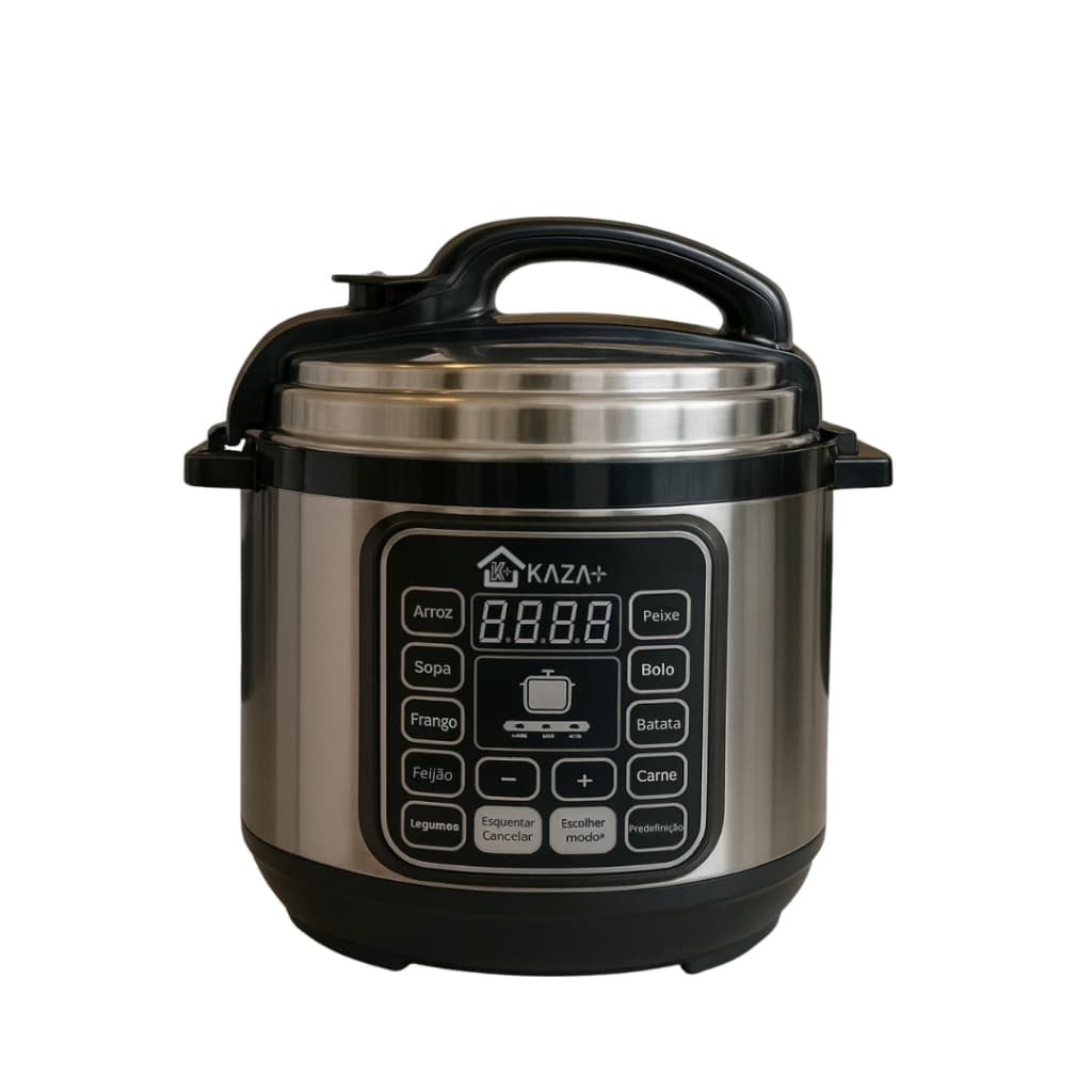 Panela de Pressão Elétrica 5L Inox 110V ou 220V 1000W Painel Digital Preto