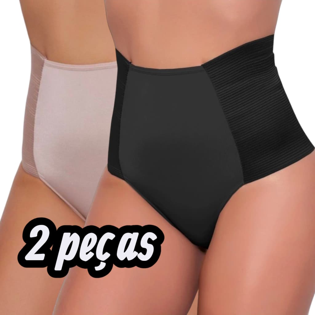 Kit 2 Cinta Modeladora Compressão Lateral Feminina Calcinha pós parto reduz medidas Zera Barriga