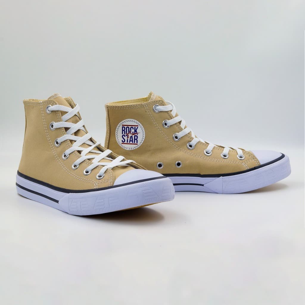 Tênis Cano Alto Areia Unissex Neutro Clean Elegante e Atemporal Solado Tevet Rock Star