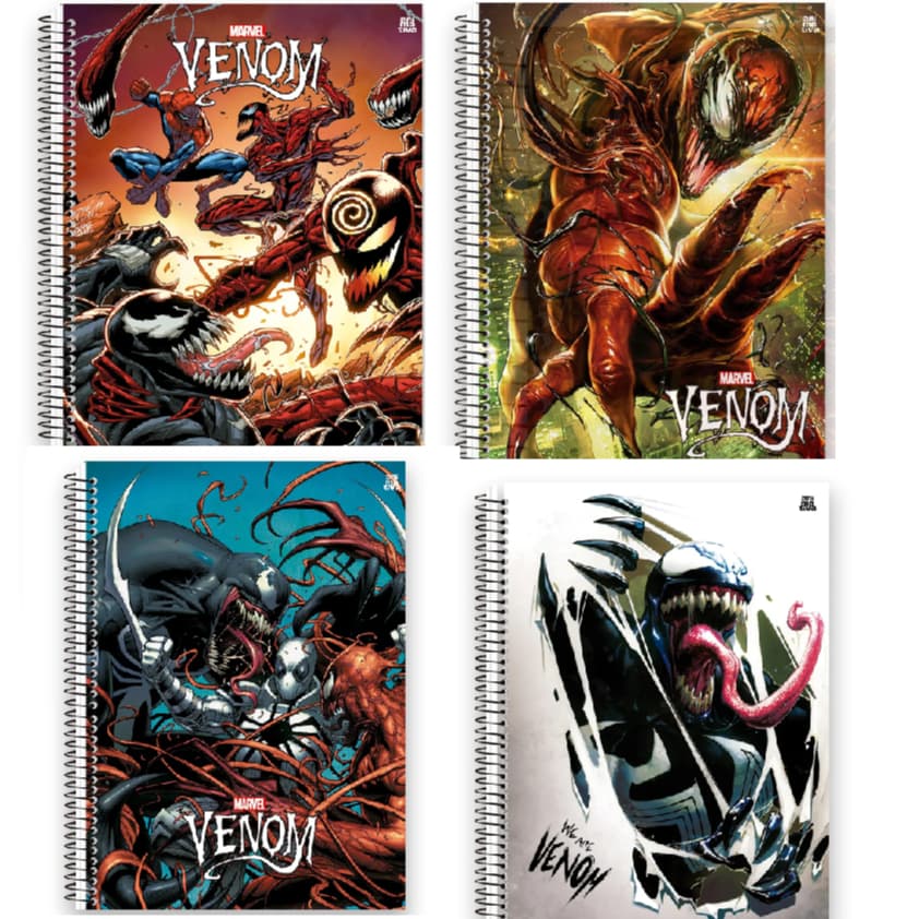 Caderno Venom Universitário 01 MATÉRIA-10M Espiral Capa Dura 160 Fls- com Adesivos
