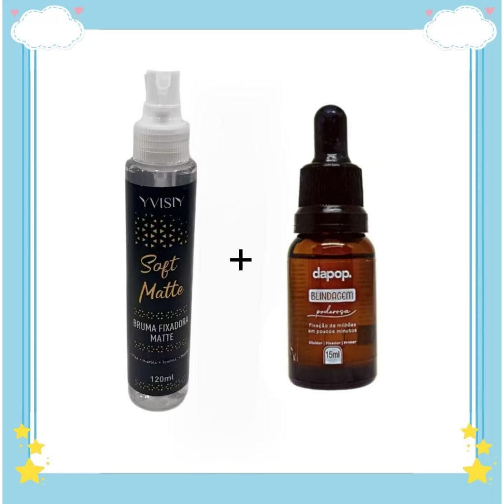 KIT BRUMA FIXADORA MATTE+Blindagem Poderosa Dapop 15ml Tom Do Primer Incolor