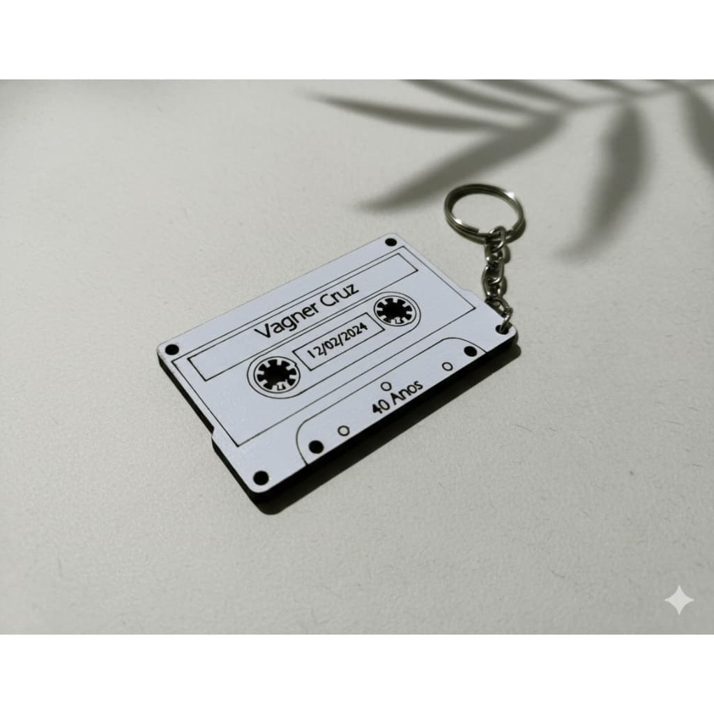 50 Lembrancinhas Chaveiros Fita K7 Anos 90 Retro Flashback Branco