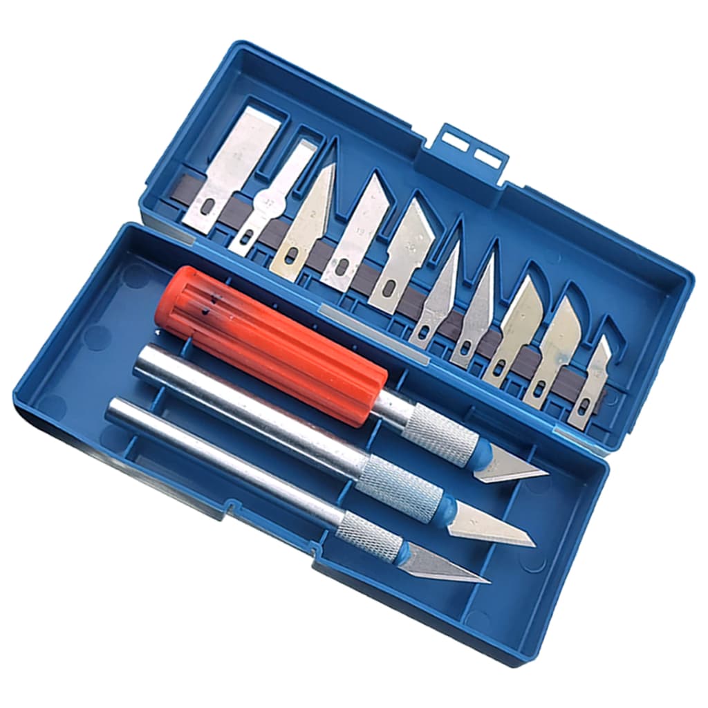 Kit Estilete Bisturi Precisão 16 Peças Com Estojo Artesanato Estilete Laminas Corte Patchwork