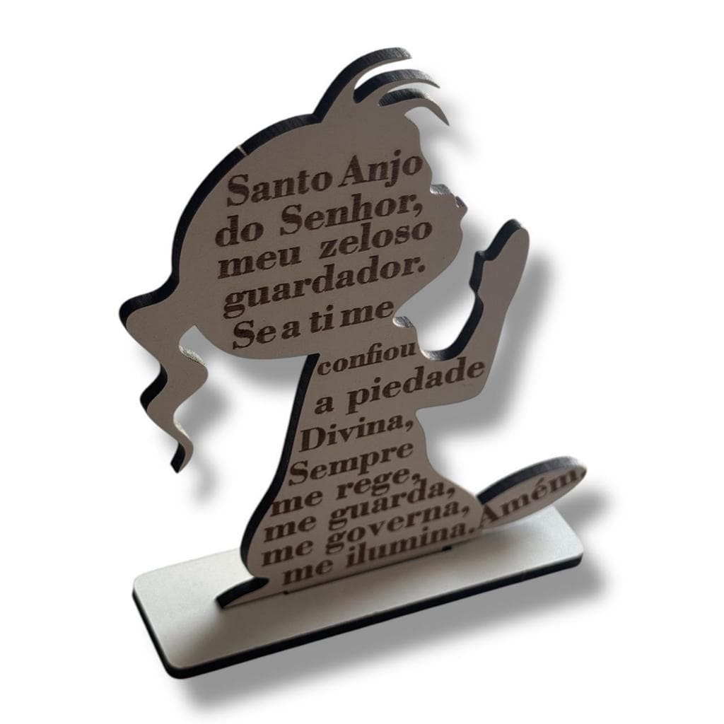 Kit 20 Menina Anjo Em Mdf Branco Enfeite De Mesa 10cm