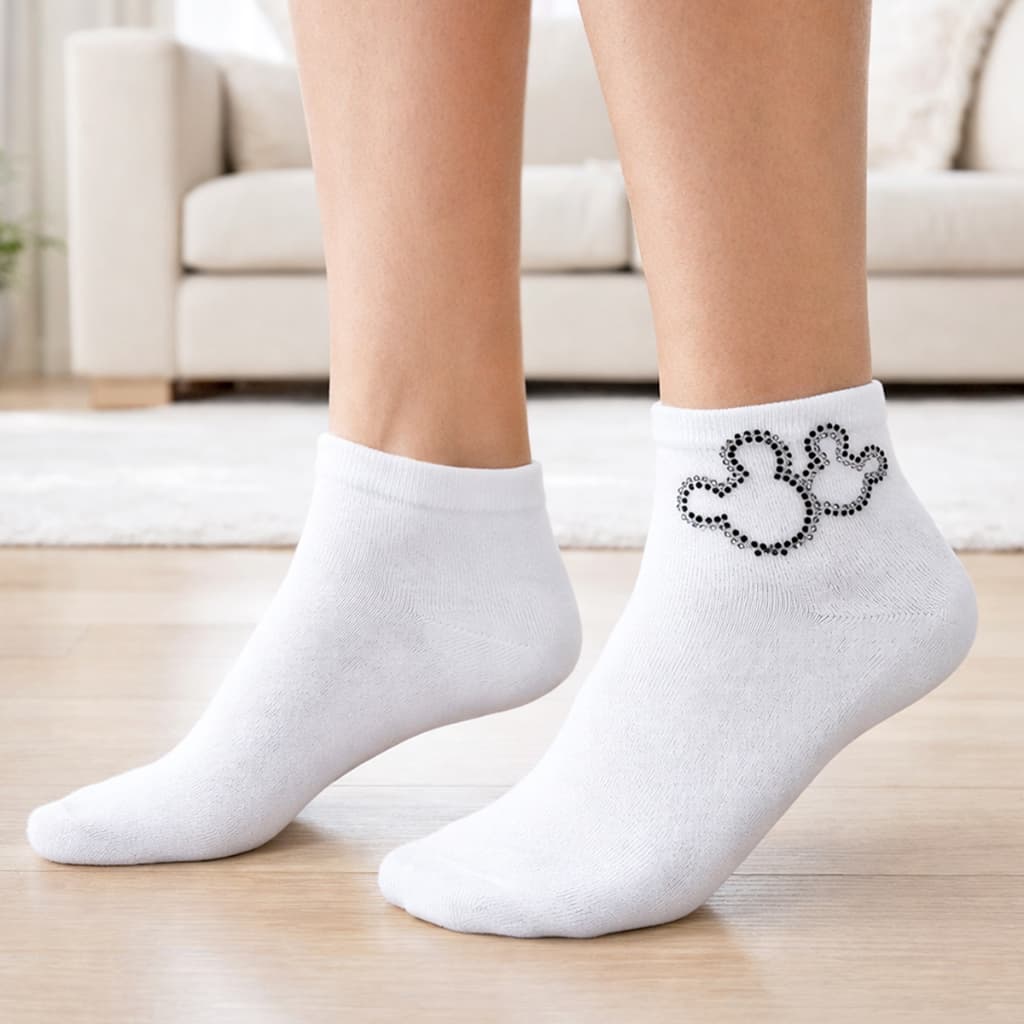 3 Pares de Meias Femininas Luxo Strass Brilhante Super Confortáveis Cores Sortidas 35-38