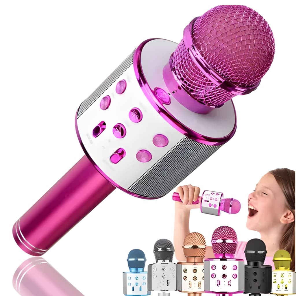 Microfone Infantil de Karaokê Bluetooth Sem Fio recarregável para festa de aniversário Cor sortido
