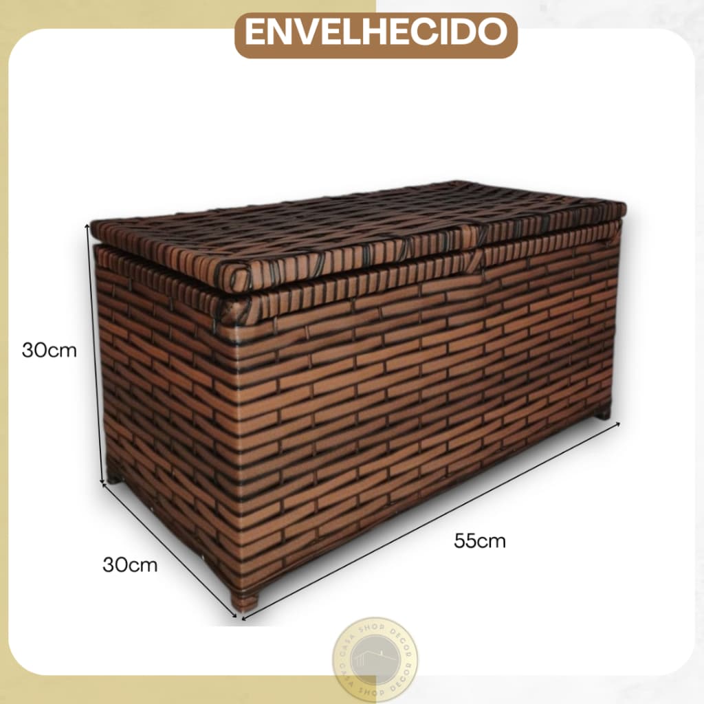 Roupeiro Baú Sintético Horizontal Organizador Roupa Suja Brinquedos Luxo Já Montado 30x55x30