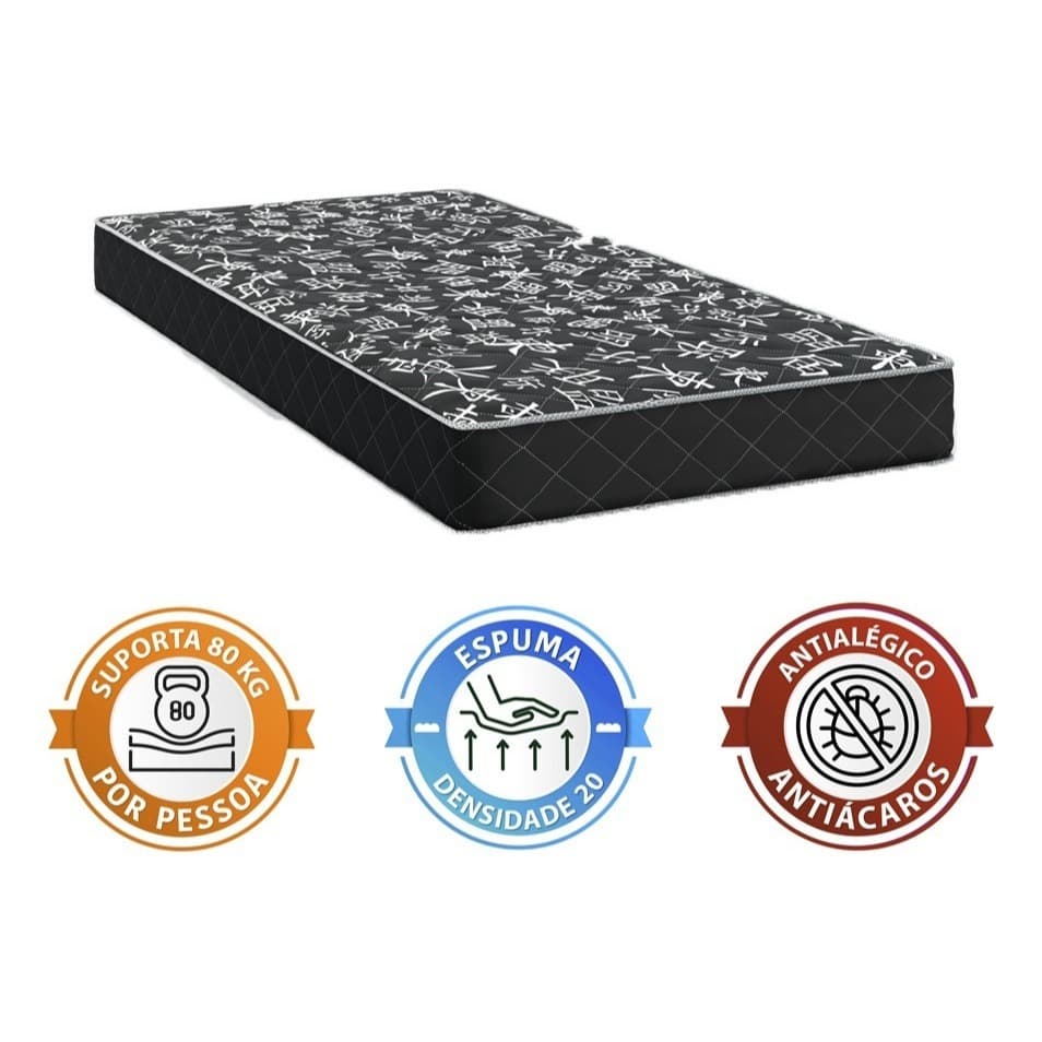Colchão Solteiro 188x78x12 CM Confortavel D20 Espuma Com Certificado do Inmetro