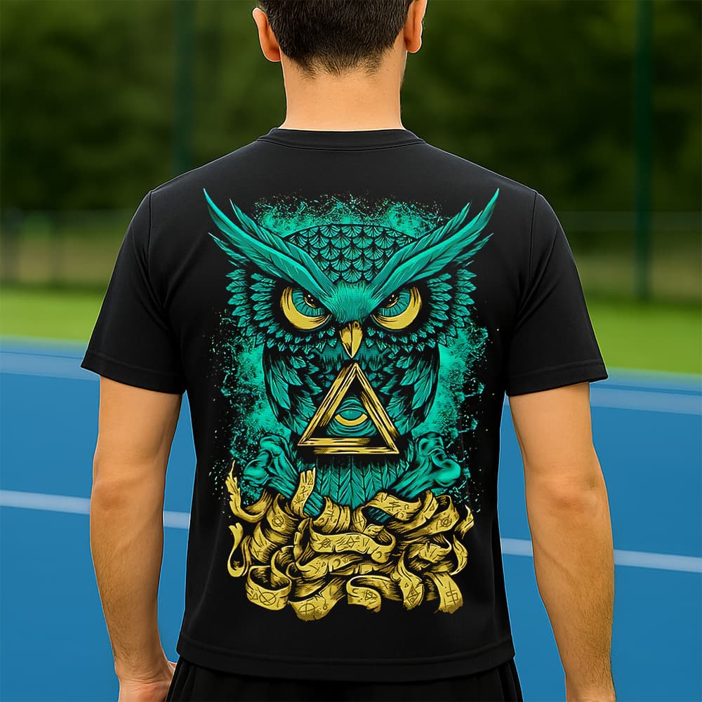 Camiseta Dry Fit Masculina Estampada Coruja Misteriosa P ao GG Leve Respirável Academia Treino