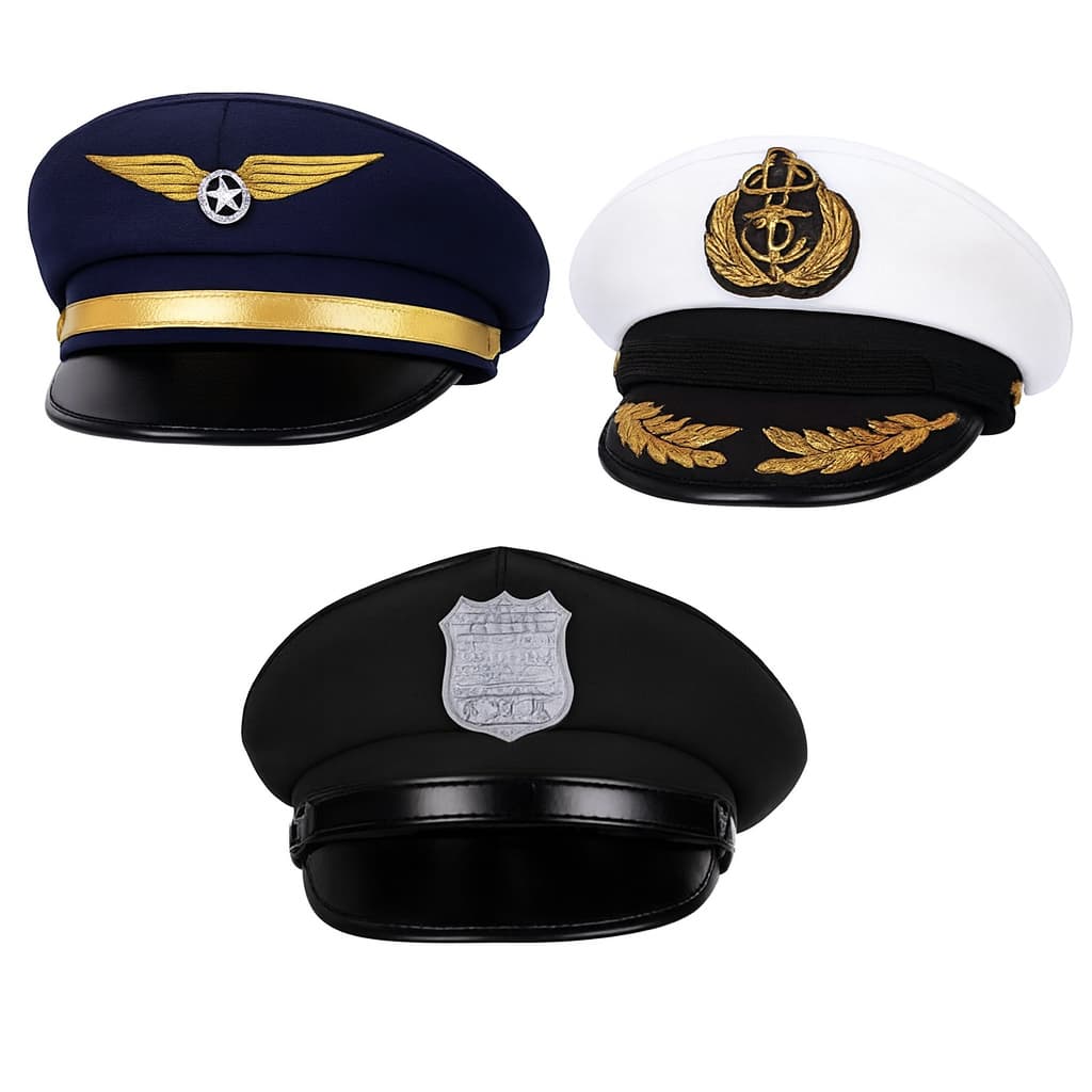Kit Chapéu Quepe Fantasia Polícia Marinheiro Aeronáutica Adulto Festa Temática Cosplay Fantasia