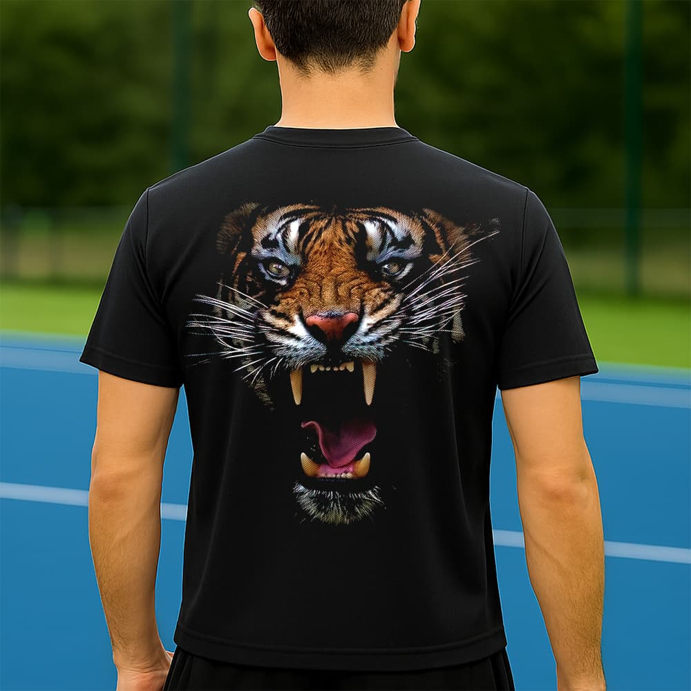 Camiseta Dry Fit Masculina Estampada Tigre no Escuro P ao GG Leve Respirável Academia Treino