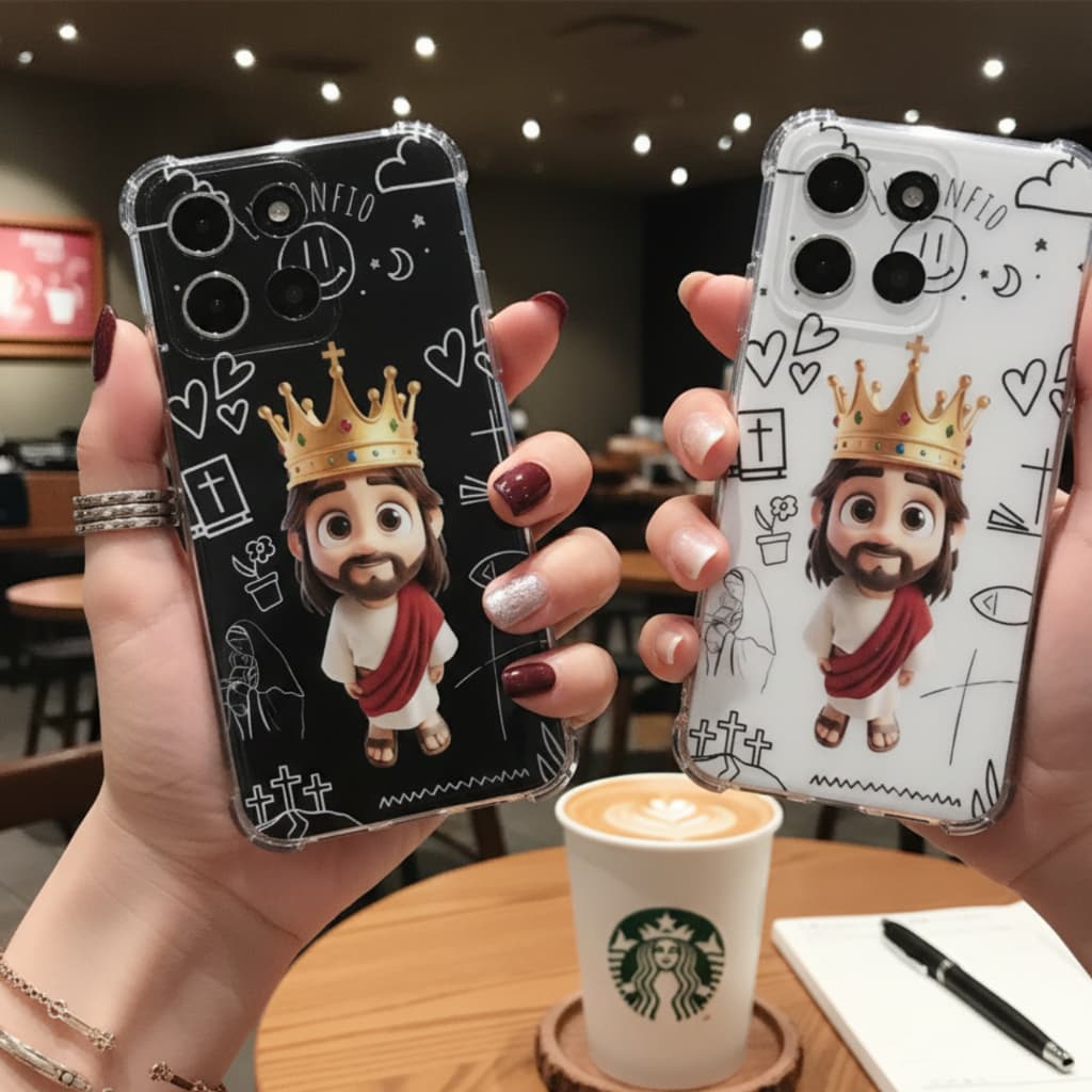 CAPINHA CAPA CASE, PARA, CELULAR  MOTOROLA  E  XIAOMI , ANTI - IMPACTO , TPU, DESENHO FOFO DE JESUS.