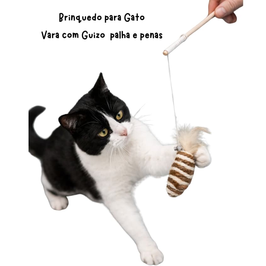 Brinquedo para Gato / Brinquedo Interativo para gatos /varinha para gato com Penas