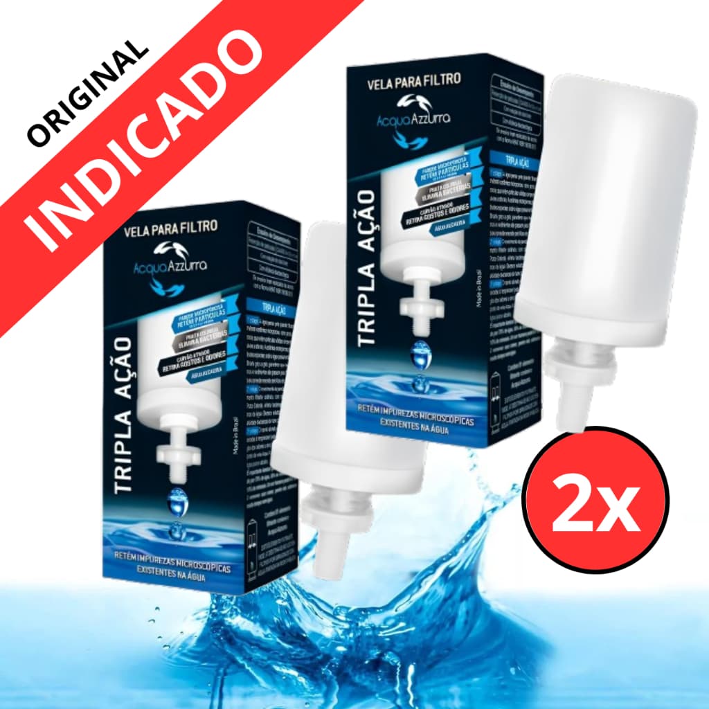 2 VelaS Filtro de Barro Tripla Ação Carvão Ativado Prata Coloidal - ENVIO IMEDIATO
