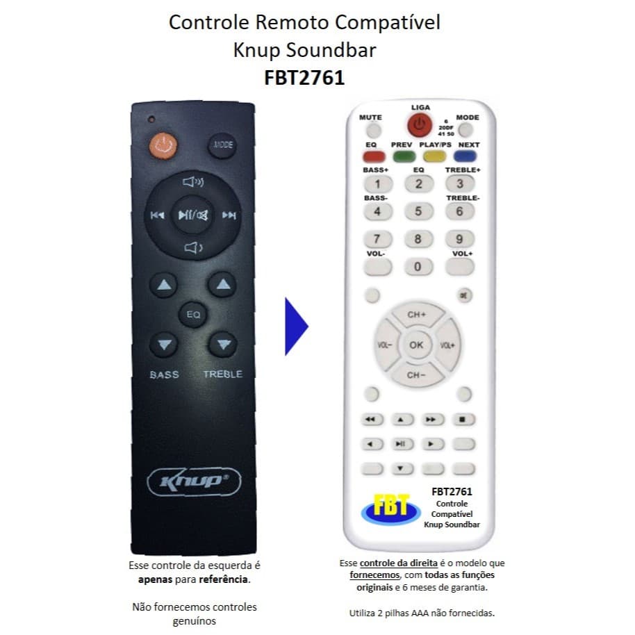 Controle Remoto Compatível Com KNUP SOUNDBAR KP6032BH 6030BHFBT2761