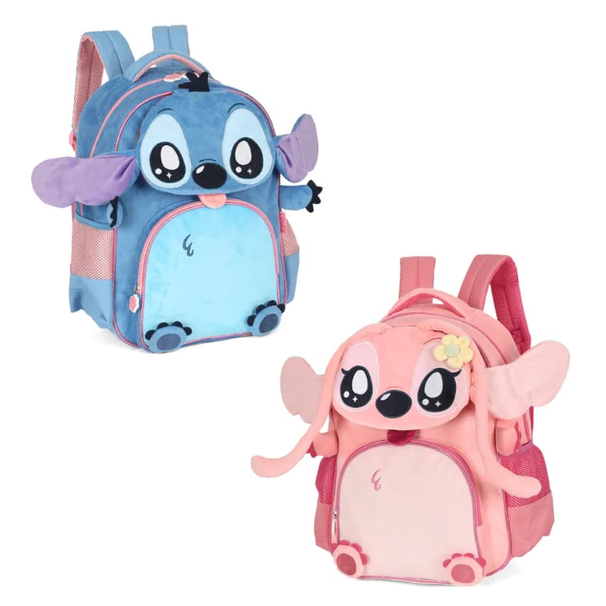 Mochila De Costas Angel Juvenil Plush - Luxcel Rosa e Azul