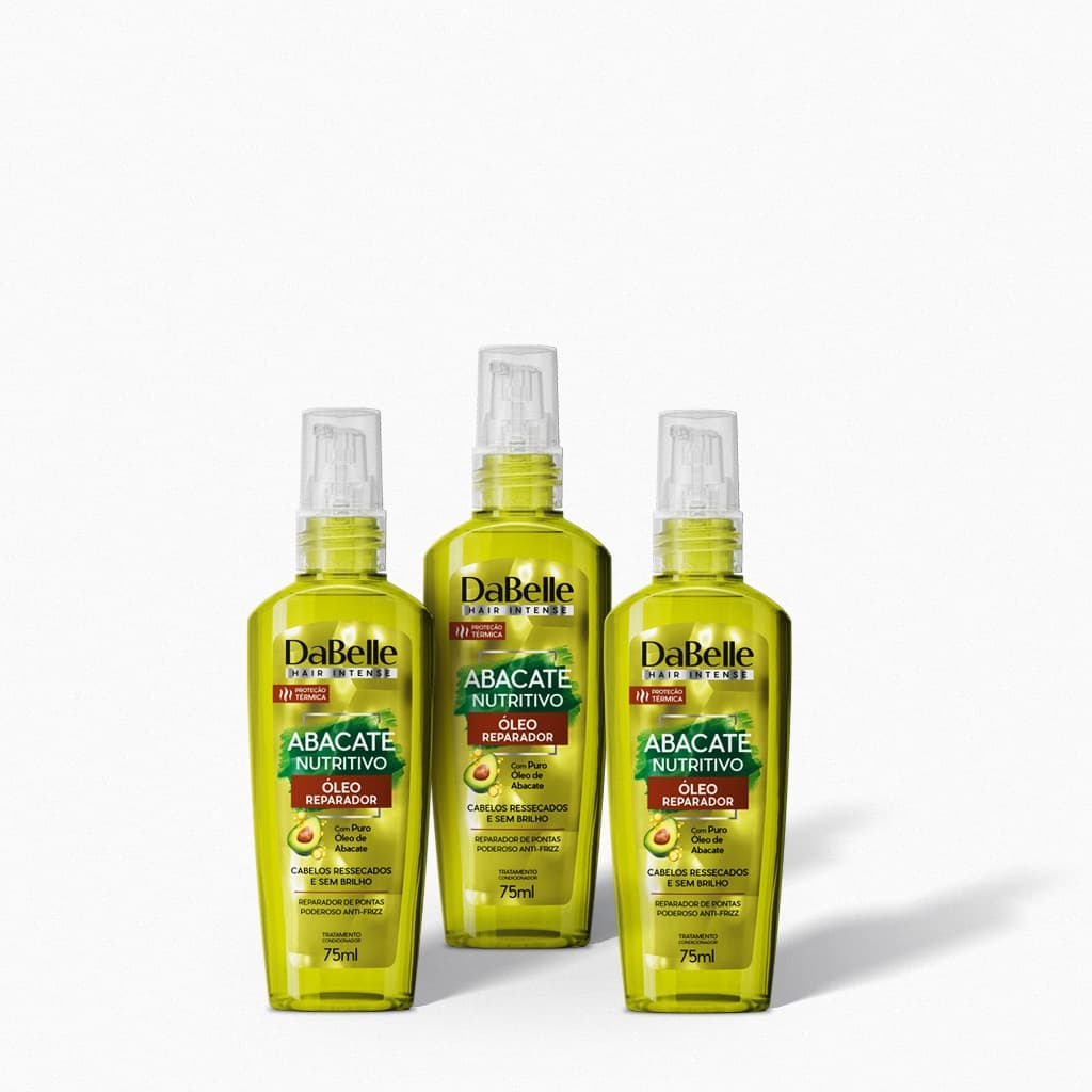 Óleo Reparador Abacate Nutritivo 75ml Dabelle Hair - Kit c/ 3 Unidades