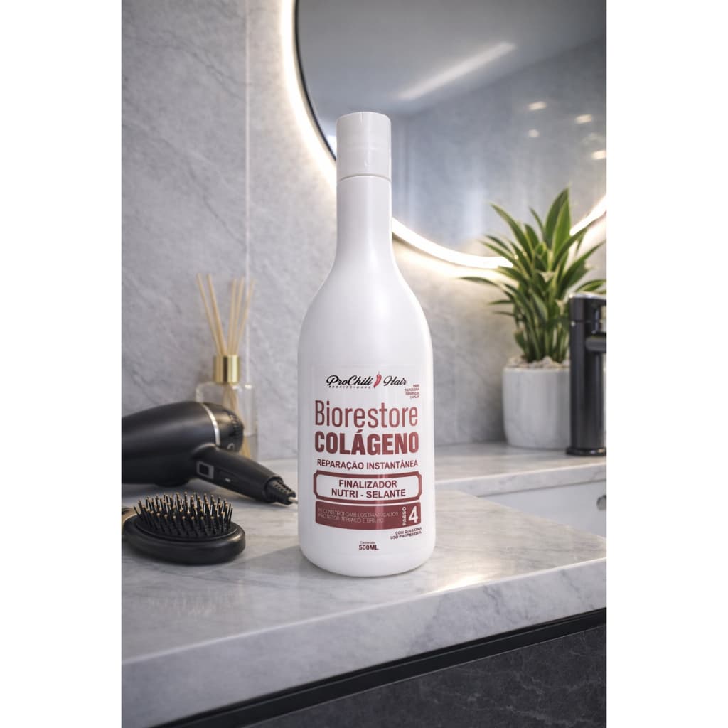 Protetor Térmico Capilar Colágeno Chapinha Secador Proteção UV Finalizador 500ml