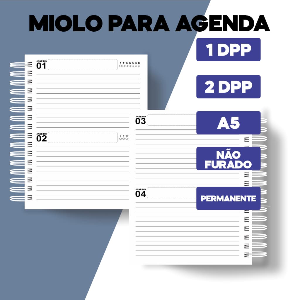Miolo para agenda kits 1DPP ou 2DPP - Permanente