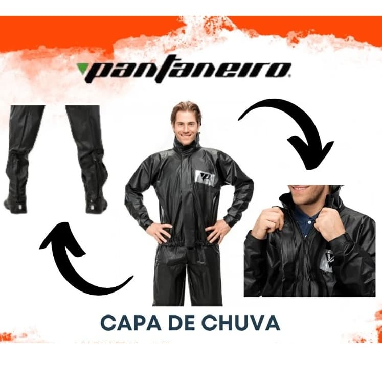 Capa de Chuva Pantaneiro Nylon com Gola Impermeável Unissex