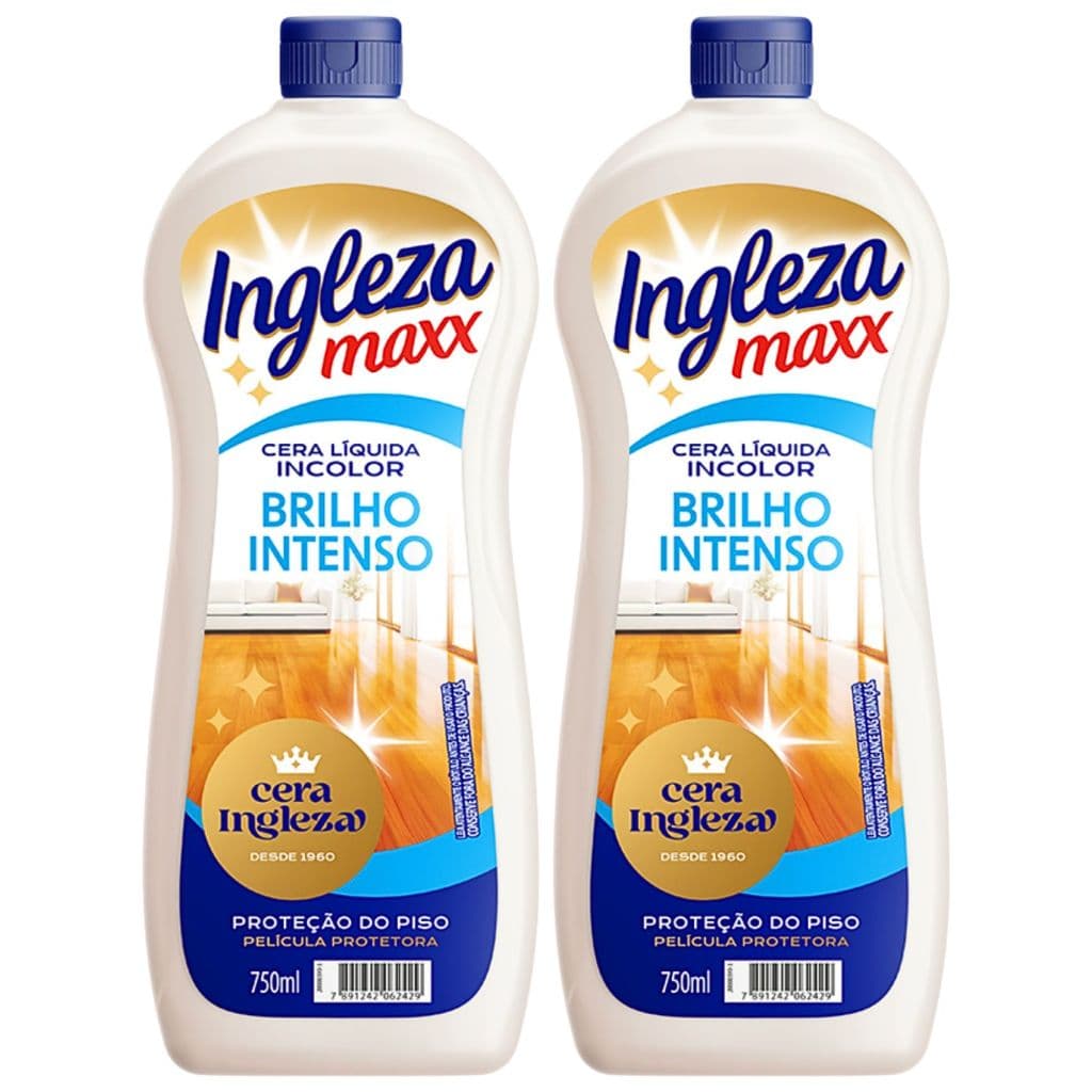 Kit 2 Cera Liquida Ingleza Maxx Tradicional Cerâmica Ardósia Madeira Taco 750ml Cada