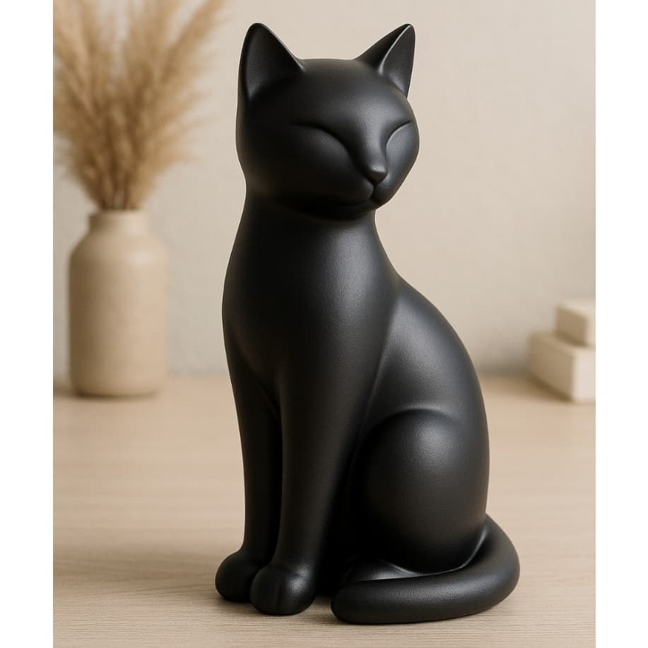 Estátua Decorativa Gato Preto Minimalista | Decoração Moderna Elegante para Casa,Escritório, Sala