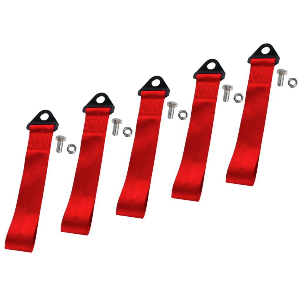 kit 5 Cinta Reboque Acessórios Tunning Fita Reboque Para-choque Tow Strap Hook Racing Engate