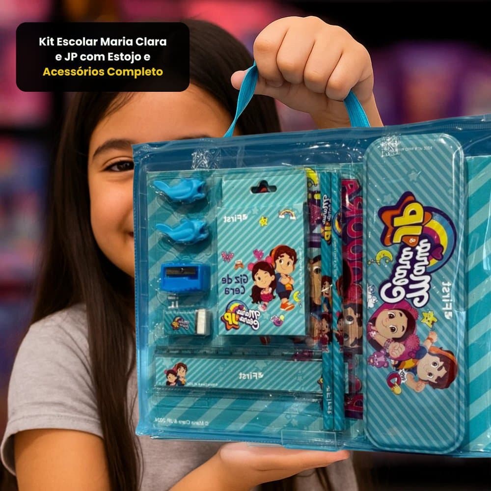 Kit Estojo, Caderno, Lápis. Borracha, Giz de Cera, Apontador, Régua, Kit Escolar Completo
