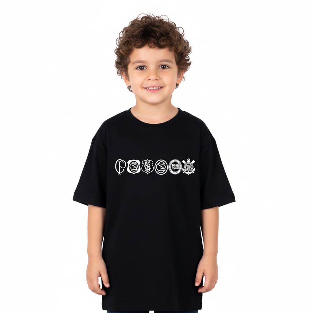 Camisa infantil Camiseta Masculina Feminina Escudos Timão Corinthians Versão Torcedor Lançamento