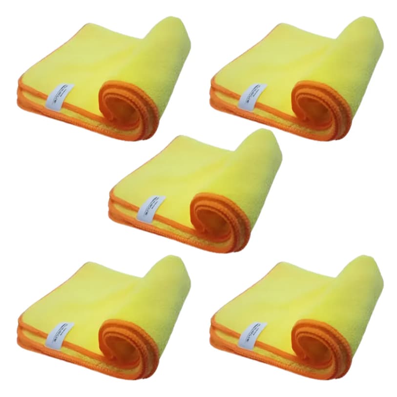 Kit 5 Flanela De Microfibra Amarela 40x60 Autoamerica Amarela