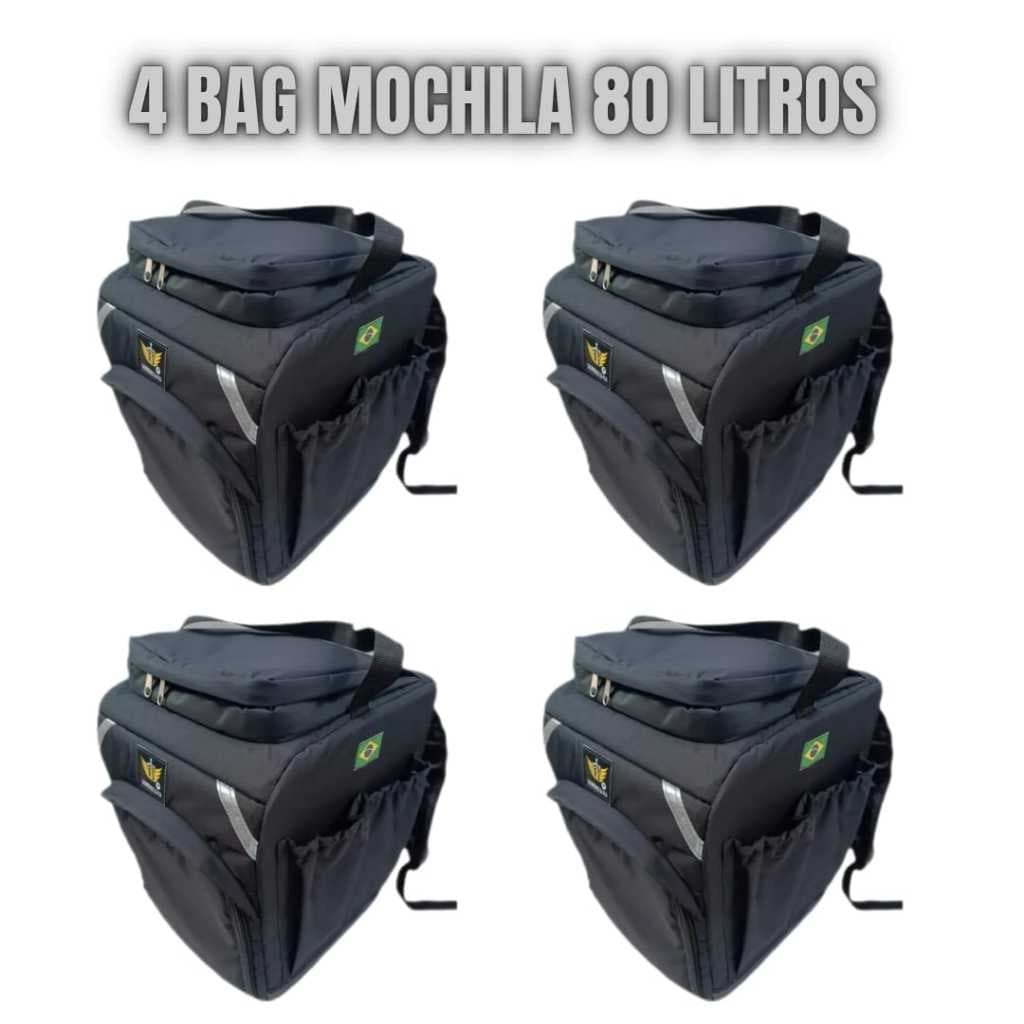 04 BAG MOCHILA PRETA 80 LITROS + CAPINHA DE CHUVA