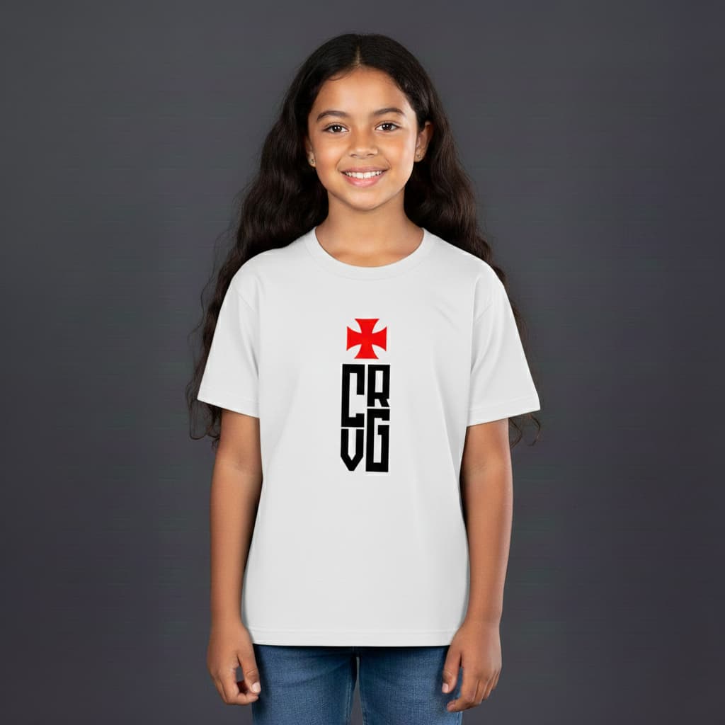 Camisa Infantil Camiseta Masculina Feminina Vasco Da Gama Cruz Maltino Versão Torcedor 100% Algodão