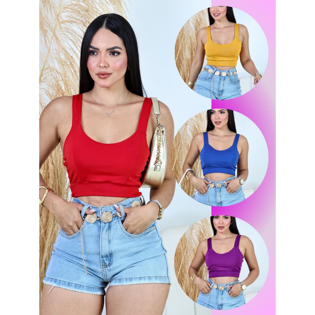 CROPPEDS TAMANHO ÚNICO EM SUPLEX PREMIUM - COM BOJO - VARIAS  CORES  C004